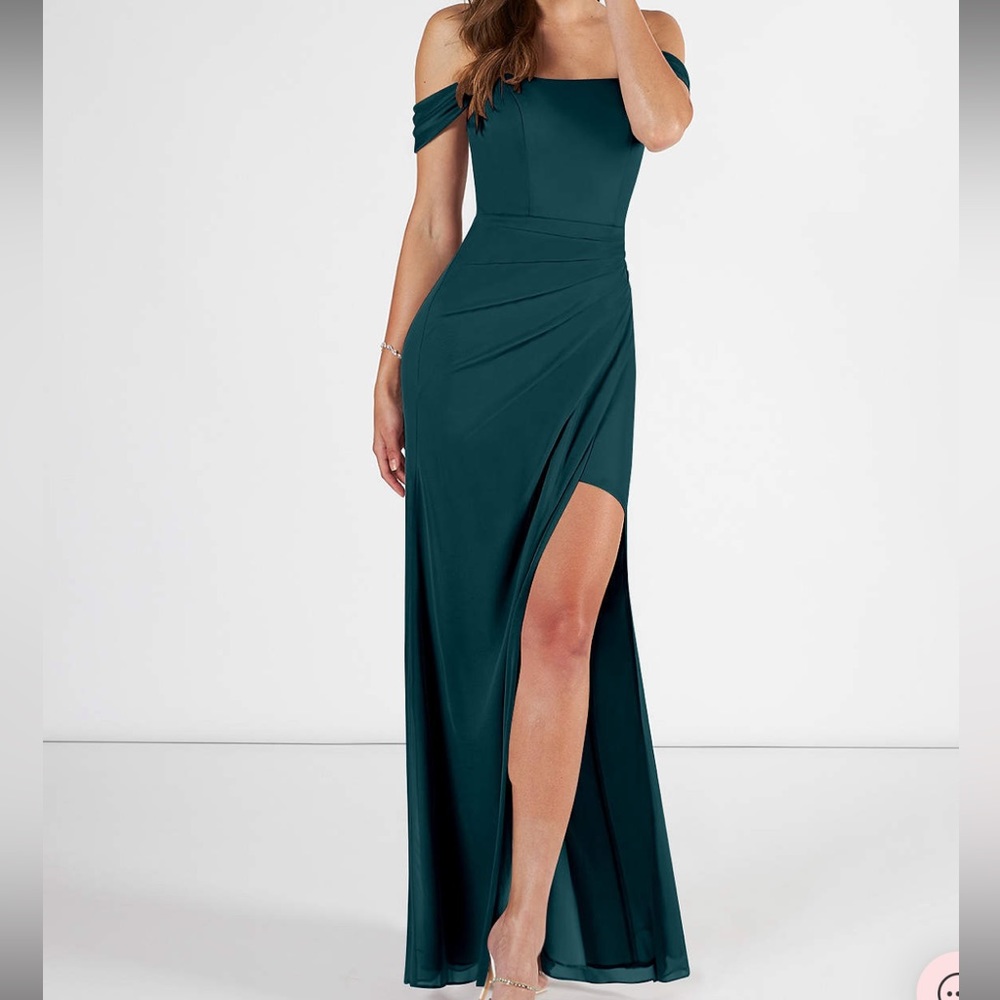 Azazie kit off the shoulder mesh bridesmaid dress